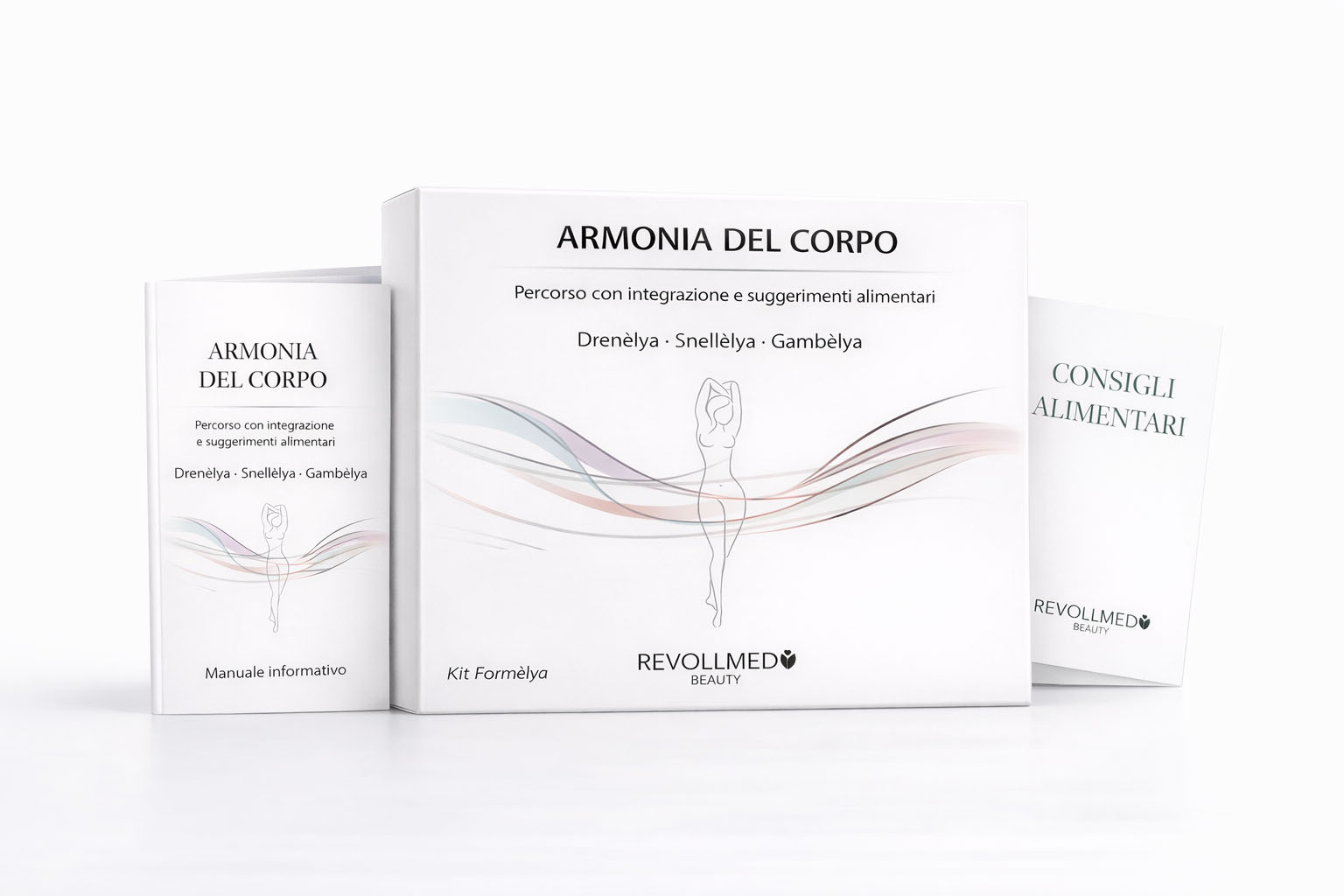 Kit Armonia del Corpo – Drenèlya Snellélya Gambèlya con libretti Revollmed Beauty